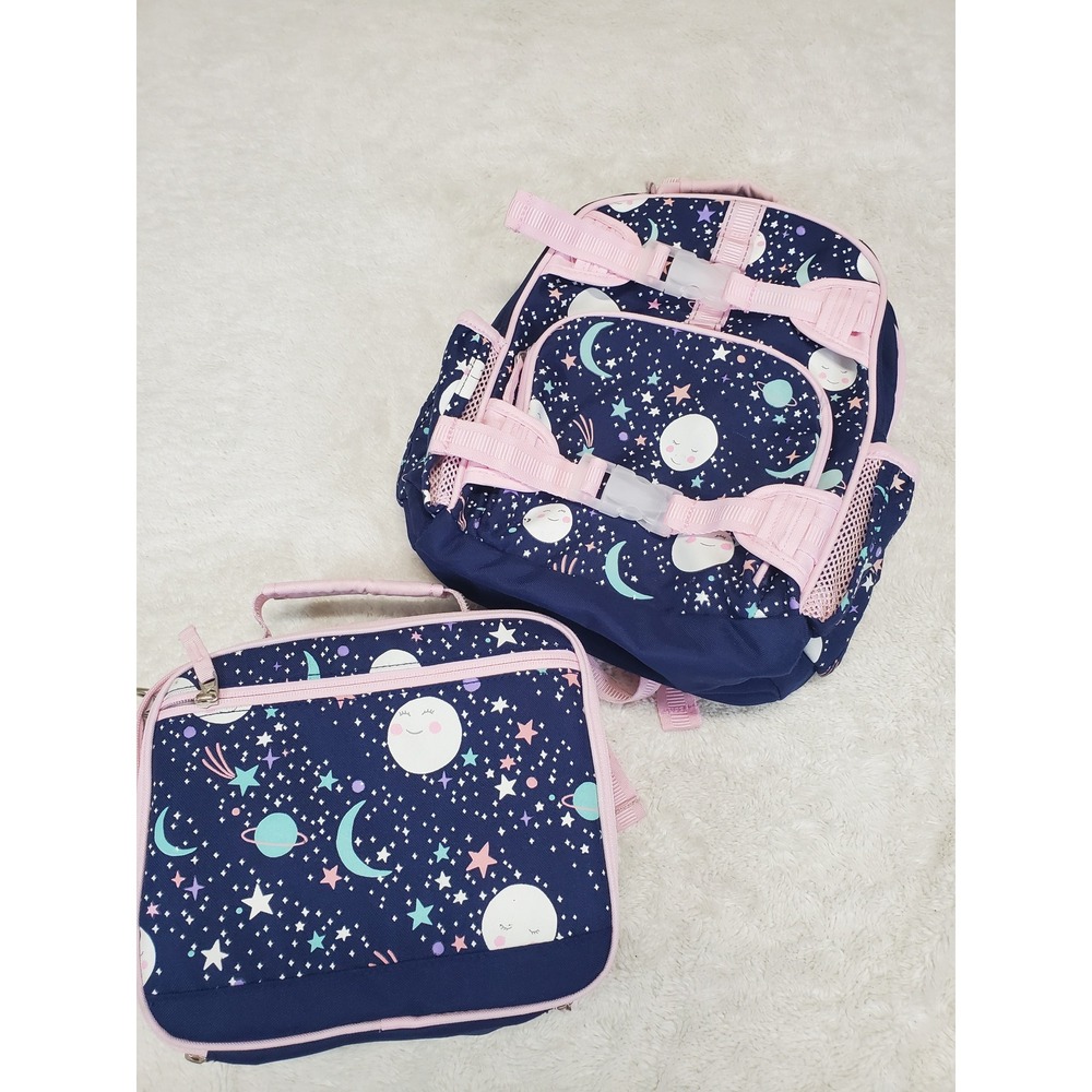 Pottery Barn Kids Blue Pink Glow in the Dark Moon Mini Backpack Lunch Bag School